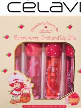Celavi X Strawberry Orchard Lip Oils 4-PC Flavored Nourishing Lip Oil Set